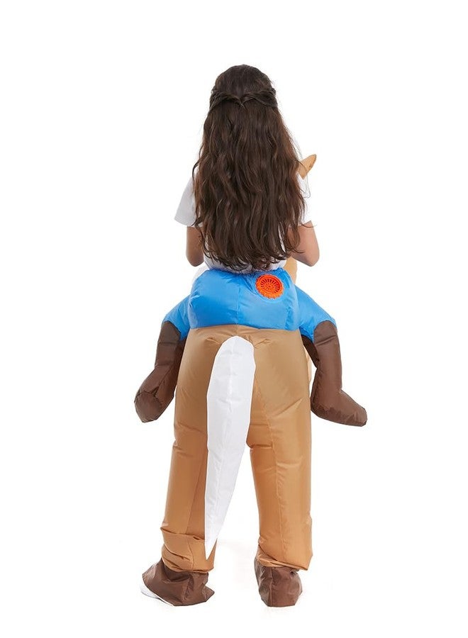 HSCTEK Inflatable Horse Costume Kids Girls Boys, Blow Up Ride On Horse Cosplay Toddler Child, Inflatable Cowboy Cowgirl Halloween Costume Children Brown - Image 4
